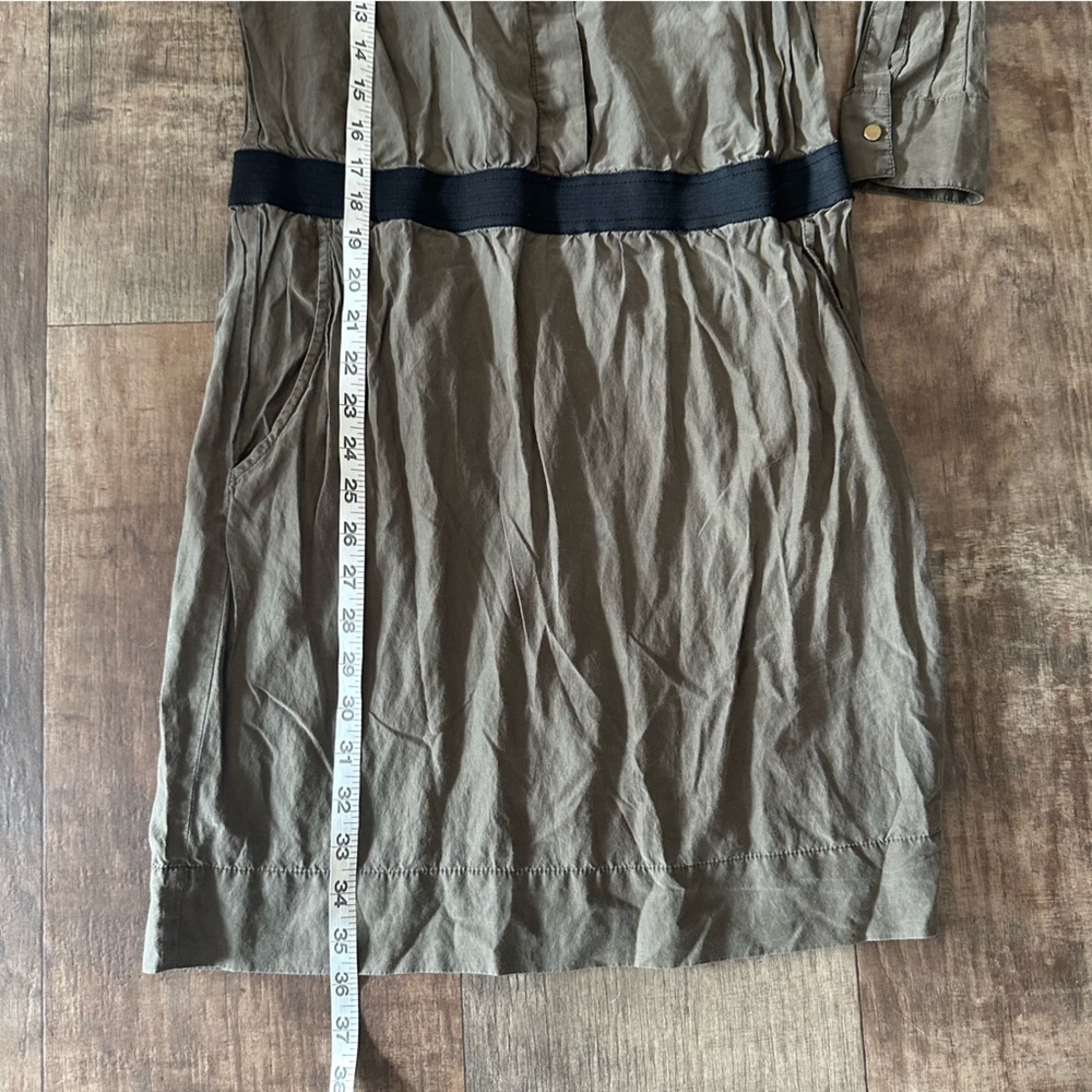 Banana Republic silk blend olive green empire waist button front dress - Picture 6 of 15